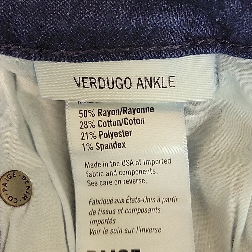 Paige Verdugo skinny Ankle Color Bryce Women's mid rise Blue Jeans Sz 27 - Picture 6 of 6
